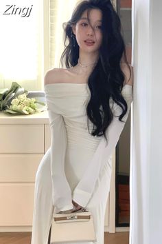 Midi Dresses For Women, White Knit Dress, Bodycon Evening Dress, Office Dresses For Women, Lady Fashion, Female Clothing, Knit Midi Dress, Womens Midi Dresses, Midi Dresses