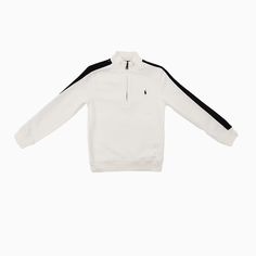 Shop Ralph Lauren Kid's Mock Zip Neck Sweatshirt at Tops and Bottoms USA. Enjoy free shipping on All over the USA. Style: 322580330001, Color: White Black White Half-zip Sweatshirt With Ribbed Cuffs, White Half-zip Sweater With Ribbed Cuffs, White Long Sleeve Top With Ribbed Collar, White Half-zip Sweater With Ribbed Collar, White Half-zip Top With Ribbed Collar, Ralph Lauren Sporty Tops For Fall, Sporty Ralph Lauren Tops For Fall, Sporty White Sweater With Ribbed Collar, Casual White Half-zip Sweatshirt