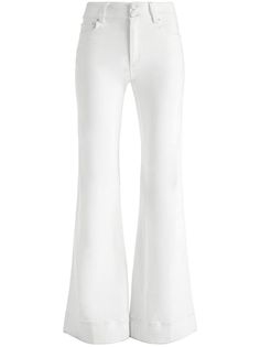 white cotton blend high-rise belt loops wide leg button fastening concealed front zip fastening two side welt pockets Bohemian Wedding Guest, Wedding Guest Looks, Yoko London, City Dress, Jeans White, Summer Beach Wear, Wide Leg Denim, Modern Bride, Ballet Flat Shoes