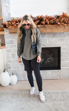 Fall Outfits With Booties Ankle Boots, Women's Fall Outfits, Mid Size Fall Outfits 2024, Fall Soccer Mom Outfits, Hockey Game Outfits For Women Winter, Jean Jacket And Leggings Outfit, Size 14/16 Outfit Ideas Fall, What To Wear To A Haunted House, Winter Theme Park Outfit