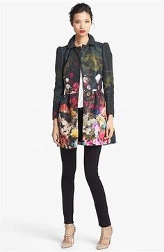 red valentino coat - Bing images Outfit Trench, Twill Coat, Floral Coat, Satin Jacket, Garden Print, Satin Jackets, Red Valentino, New Classic, Dream Wardrobe