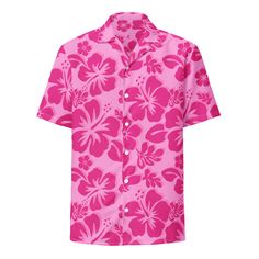 Raspberry Pinks Hawaiian Print Aloha Shirt - Extremely Stoked Hawaiian Shirt With Sublimation Print, Hawaiian Camp Shirt With Sublimation Print, Hawaiian Tops With All Over Print And Camp Collar, Hawaiian Tops With Camp Collar And All Over Print, Hawaiian Short Sleeve Shirt With Sublimation Print, Hawaiian Shirt With Sublimation Print For Vacation, Hawaiian Camp Collar Top With All Over Print, Hawaiian Shirt With Sublimation Print And Short Sleeves, Vacation Camp Shirt With All Over Print