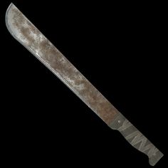 a large knife is shown against a black background