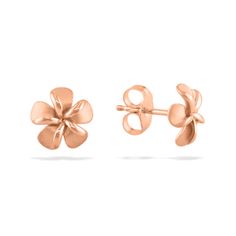 14K Yellow Gold Plumeria Stud Earrings. The Plumeria flower measures approximately 5/16" in width. Island Life Style, Detailed Jewelry, Fine Jewels, Chain Earrings, Chain Lengths, White Gold, Yellow Gold, Stud Earrings, Rose Gold