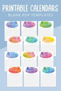 a calendar with watercolor paint on it and the words, 2013 calendar printable template