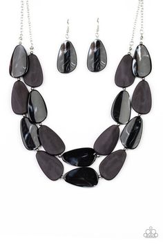 Featuring a faux marble finish, asymmetrical black teardrops and dainty silver beads are threaded along invisible wire, creating two serene layers below the collar. Features an adjustable clasp closure.����You don���t need to break the bank to accessorize your wardrobe!�� Its amazing how much 2 or 3 pieces of jewelry can change the look of an outfit. Sold as one individual necklace. Includes one pair of matching earrings. Marble Necklace, Marble Finish, Bling Necklace, Family Jewels, Jewelry Images, Paparazzi Accessories, Faux Marble, Black Necklace, Paparazzi Jewelry