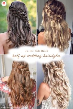 Side Braid Wedding, Braided Half Up Half Down Hair, Half Up Wedding Hair, Half Up Half Down Hair Prom, Wedding Hairstyles Medium Length, Side Braid Hairstyles