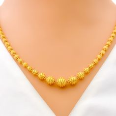 Impeccable Striped 22k Gold Lara Necklace Set Yellow 22k Gold Round Necklace, Yellow Round Temple Jewelry Necklace, Formal Yellow 22k Gold Chain Necklace, Elegant Yellow Gold Chain Necklace For Festivals, Festive Yellow Gold-plated Necklaces, Yellow 22k Gold Necklaces With Round Beads, 22k Gold Round Beads Yellow Necklace, Yellow 22k Gold Necklace With Round Beads, 22k Yellow Gold Round Beads Necklace