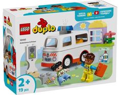 lego duplo police station playset with 2 mini figures and instructions for building the police car