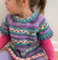 "This listing is for a knitting pattern and not a physical product. This fun and cozy sleeveless toddler sweater is worked from the top down using Premier Bloom Chunky Yarn. The self-striping yarn creates a beautiful floral pattern as you go! It has an oversized fit for an extra snuggly feel. The sweater is worked form the top down in the round. Sizes Available: 12-18 months. 18 months - 2T, 3T-4T Needles: US 9 (5.5 mm) and US 11 (9 mm) circular needles 2-3 skeins of Premier Bloom Chunky Yarn de Bookcase Stairs, Crochet Baby Blanket Free Pattern, Sweater Patterns, Toddler Sweater, Baby Knits, Floral Sweater, Sweater Crochet Pattern, Sweater Knitting Patterns, Circular Needles