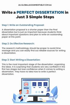 a poster describing how to write a writing assignment in just 3 simple steps, with an image of a person sitting at a computer