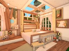 Colorful Cottage Bedroom, Blocksburg Room Ideas￼, Two Story House Design, Colorful Cottage, House Decorating Ideas Apartments, Simple Bedroom Design, Tiny House Layout, House Floor Design, Small House Design Plans