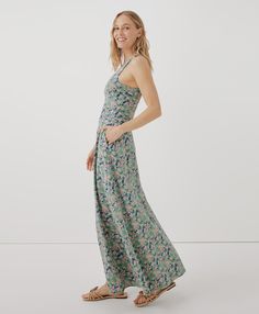 Ooh la la. The Fit & Flare Open Back Maxi is a classic, sun-kissed silhouette in our best-selling, holds-you-in fabric. Prepare for compliments! Soft organic cotton with a touch of stretch Internal shelf bra Scoop neck, sleeveless Hidden side pockets Crossback straps with a soft scoop Sweeping skirt, hits at the ankle on most Fitted Beachwear Maxi Dress For Spring, Fitted Maxi Dress For Vacation, Fitted Maxi Dress For Poolside Spring Season, Fitted Maxi Dress For Poolside Spring, Fitted Maxi Dress For Spring Poolside, Fitted Sundress For Poolside, Spring Poolside Maxi Dress, Casual Fitted Maxi Dress For Vacation, Fitted Sleeveless Maxi Dress For Poolside