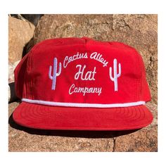 The Cactus Red White Cap Cactus Hat, Cactus Patch, Inspired Aesthetic, White Rope, Cactus Design, Solid Red, White Mesh, Hot Days, Snapback Cap