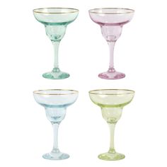 Vietri Rainbow Assorted Margarita Glasses - Set of 4 - 20% OFF Casual Entertaining, Champagne Flute Glasses, Margarita Glasses, Glass Dinnerware, Kitchen Ware, Martini Glasses, One Piece Toilets, Cool Bars, Bar Accessories