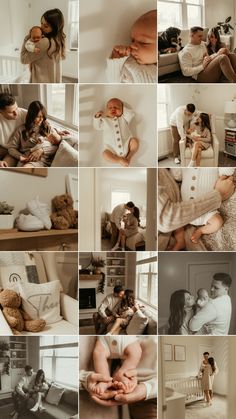 a collage of photos with people and babys