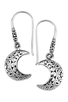 Crescent shaped moon drop earrings made of sterling silver add a whimsical style to your everyday look. Sterling silver crescent moon earrings. French hook back. Approx. 1 3/8" length. ImportedOrders cannot be shipped to Canada, Puerto Rico, APO, FPO or P.O. Boxes. Moon Drop, Whimsical Style, Crescent Moon Earrings, Crescent Shape, Modeling Tips, Whimsical Fashion, Moon Earrings, Crescent Moon, Everyday Look