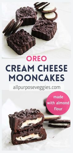 oreo ice cream cheese mooncakes are made with almond flour and chocolate cookies