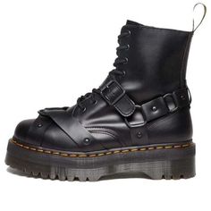 Dr. Martens Jadon Harness Leather Platform Boots 'Black' 30812001 Mens Platform Boots, Platform Boots Men, Goth Platform Shoes, Male Boots, Grunge Shoes, Dr Martens Jadon, Leather Platform Boots, Combat Boots Men, Grunge Guys