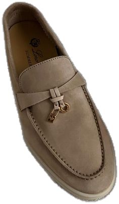 Designer Beige Slip-on Loafers, Luxury Beige Leather Moccasins, Elegant Beige Leather Shoes With Leather Sole, Elegant Beige Leather Moccasins, Luxury Beige Leather Shoes With Almond Toe, Beige Suede Loafers For Galas, Luxury Suede Loafers With Flat Heel, Luxury Beige Leather Slip-on Shoes, Beige Slip-on Moccasins For Galas