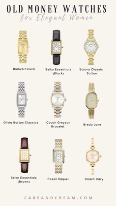 Luxury Gifts For Women Most Expensive, Old Money Wishlist, Quiet Luxury Jewelry, Old Money Watches Women, Watch Aesthetic Women, Accessories Old Money, Old Money Watches, Old Money Accessories, Old Money Watch