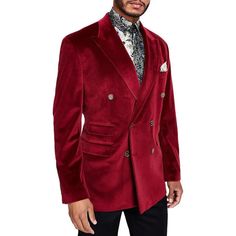 Tayion By Montee Holland Velvet Classic Fit Double-Breasted Blazer Men'S 54l Red Tayion By Montee Holland Velvet Classic Fit Double-Breasted Blazer Men's 54l Red Retail: $425.00 Elevate Your Style With This Tayion By Montee Holland Velvet Classic Fit Double-Breasted Blazer In Red. The Blazer Is Made With A Blended Fabric Outer Shell Material And Features A Solid Pattern With Button Closure. It Is Perfect For Both Party/Cocktail And Casual Occasions And Comes In A Size 54l. This Blazer Also Red Double-breasted Blazer For Fall, Red Double-breasted Fall Blazer, Formal Burgundy Outerwear With Buttons, Red Long Sleeve Suits With Pockets, Red Semi-formal Outerwear With Pockets, Red Winter Outerwear For Semi-formal Occasions, Red Double Button Business Blazer, Red Double Button Blazer For Business, Formal Burgundy Outerwear With Pockets