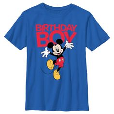 Who knew that dressing "mousey" could be so cute!? Celebrate your special day and Walt Disney's most iconic characters with this officially licensed Disney Mickey Mouse & Friends Happy Birthday Boy Boys' Graphic T-Shirt! This cute tee features Mickey jumping for joy with the words: "Birthday Boy" printed in red lettering above him. This new Mickey & Friends apparel is sure to make your special day memorable and bring a smile to your face! Friends Happy Birthday, Rock Star Birthday, Happy Birthday Boy, Happy Birthday Kids, Mickey Birthday, Boys Graphic Tee, Jumping For Joy, Friends Happy, Mickey Mouse Birthday