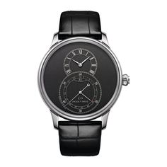 Jaquet Droz Watches - Grande Seconde Quantieme Black Tech | Manfredi Jewels Double Barrel, Old Watches, Mechanical Movement, Eyewear Womens, Gold Case, Watch Model, Black Watch, Black Enamel, Men's Watch