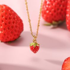 Fruit Enamel Necklace is a good gift for fruit lovers. The fruit pendant is made with enamel paint and the 18k gold chain looks strong. It can be found in natures jewelry collection on Selenichast online shop. Simple yet unique and sleek, this pendant necklace for women features fruit pendants made of enamel, including banana, strawberry, cherry, watermelon and so on for your options. These delicate fresh fruit pendants that seem to give off a delicious scent can deliver you a positive mood and Strawberry Necklace, Fruit Necklace, Peach Earrings, Fruit Jewelry, Talisman Necklace, Positive Mood, 18k Gold Chain, Nature Necklace, Horses Pendant