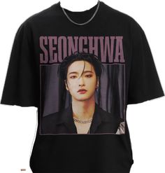 Black Kpop T-shirt For Spring, Kpop Style Crew Neck Cotton Shirt, Kpop Style Cotton Shirt With Crew Neck, Kpop Cotton Shirt With Crew Neck, Cotton Kpop Shirt With Crew Neck, Kpop Style Cotton Shirt With Short Sleeves, Harajuku Style Cotton Tops, Harajuku Cotton Tops For Concert, Harajuku Style Cotton Tops For Concerts