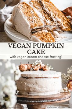 vegan pumpkin cake with cream cheese frosting