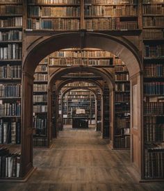 an instagram photo of a library with lots of bookshelves and wooden floors