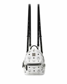 Girly Backpacks, Leather Travel Backpack, Mcm Backpack, Studded Backpack, Mini Convertible, Crossbody Backpack, White Backpack, White Shoulder Bag