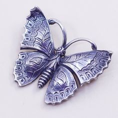 vintage Cini Sterling silver handmade brooch, 925 butterfly pin, stamped Sterling Cini Vintage Style Handmade Silver Brooch, Handmade Silver Bohemian Brooch, Silver Bohemian Brooches For Collectors, Antique Silver Butterfly Jewelry, Vintage Silver Brooch With Intricate Design, Silver Retro Brooch Pin, Elegant Silver Butterfly Brooch, Vintage Handmade Butterfly Brooch, Handmade Vintage Butterfly Brooch