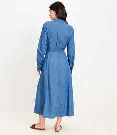 Striped Poplin Belted Pocket Shirtdress | Loft Woven Dress, Shirtdress, Petite Dresses, Cinched Waist, Petite Size, Chambray, Effortless Style, Fabric Care, Dress Skirt