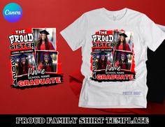 Step into Graduation in Style with Our "Proud Family" Graduation T-shirt Bundle templates! 🎓 Celebrate your graduate's milestone achievement with our customizable bundle. Create unique designs for every member of the family. From mom and dad to siblings, aunts, uncles, and grandparents, this bundle ensures that everyone can proudly show their support on this special day. Make your graduation day even more memorable with our "Proud Family" Graduation T-shirt Bundle! You Will Recieve Editable Canva template allows you to customize colors to match your graduate's school. All text in the Canva template is editable, making it easy to add other family names. Resize designs to fit appropriately on your chosen shirt size. Suitable for small business use, perfect for creating personalized graduati Graduation Tshirt Ideas For Family, Graduation Shirt Ideas For Family Black, Family College Graduation Shirts, Graduation Shirt Ideas For Family, Shirts For Graduation Family, Grad Shirts For Family With Picture, Graduation Shirts For Family 2022, Senior Year Planning, Graduation Shirts For Family