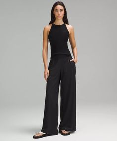 Swift Mid-Rise Wide-Leg Pant Full Length | Women's Pants | lululemon Wide Leg Athletic Pants Outfit, Wide Leg Athletic Pants, Jumper Short, Black Attire, Michelle Yeoh, Card Sleeve, Back Women, Athletic Pants, Lululemon Women