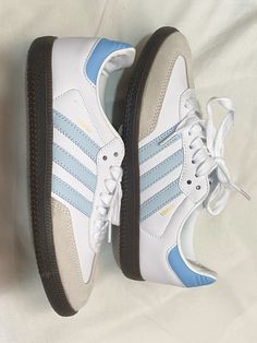 Samba in blue Adidas Sambas Blue, Adidas Samba Blue, Blue Sambas, Blue Samba, Inspi Shoes, Adidas Shoe, Trendy Shoes Sneakers, Pretty Shoes Sneakers