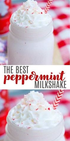 the best peppermint milkshake in a mason jar