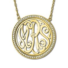 Monogram Initial Necklace with Diamond Accents 14k Yellow Gold 0.34ct - Allurez.com #allurez #customize #jewelryart #jewelrybrand #whitegold #rosegold #yellowgold #personalized #monogram #pendant #personalizedgifts #jewelrygifts #jewelrylover #jewelrydesign #jewelry #jotd #sterlingsilver #love #beautiful #gorgeous #elegant #elegance #stunning #stylish #style #glamorous #glam Ac Monogram, Sterling Silver Initial Necklace, Diamond Monogram, Necklace With Diamond, Monogram Pendant, Sterling Silver Initial, Monogram Jewelry, Circle Pendant Necklace, Gold Monogram