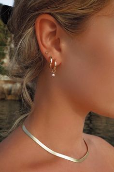 3 Ear Piercings, Pearl Hoop Earrings, Jewelry Lookbook