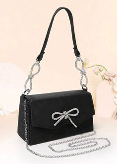 Introducing our Rhinestone Bow Decor Square Evening Bag. Featuring a detachable strap, this mini bag is perfect for any occasion. Made with soft flannelette and a secure flap closure, it adds a touch of elegance to any outfit. Stand out with a sparkling rhinestone bow decoration. Material: Flannelette (Polyester) Bow Decor, Small Tote Bag, Black Hot Pink, Rhinestone Bow, Evening Handbag, Small Tote, Small Handbags, Pink Beige, Square Bag