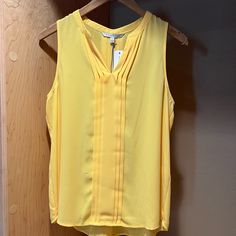 Cute Yellow, Sleeveless Top.. Still With Tags, Never Worn. Perfect Condition, Not My Color Yellow Sleeveless Vest For Work, Yellow Sleeveless Blouse For Work, Yellow Sleeveless Vest For Spring, Yellow Spring Vest, Wrap Tunic, Gingham Fashion, Green Tunic, Scoop Neck Blouses, Dolman Sleeve Tops