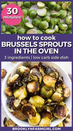 a bowl of baked brussels sprouts with crispy dark edges Brussels Sprouts In The Oven, Homemade Salisbury Steak, Cooking Brussel Sprouts, Roasted Brussels Sprouts, Sprout Recipes, Brussels Sprouts Recipe, Girl Dinner, Cooking Guide