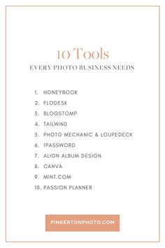 the 10 tools every photo business needs