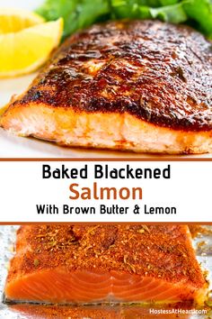 baked blackened salmon with brown butter and lemon