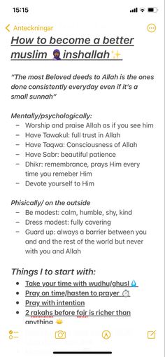 an iphone screen with the text how to become a better muslim inshilahh