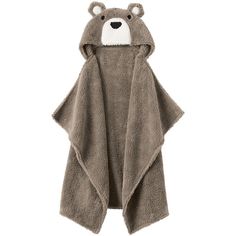 "A cute critter hood on this Lands' End baby throw blanket will keep their tiny heads toasty warm after baths or just when there's a chill in the air. A cute critter hood on this Lands' End baby throw blanket will keep their tiny heads toasty warm after baths or just when there's a chill in the air. 34\"L x 23\"W Fleece-lined hood with face and ears Hood opening measures 7\" across the top of the throwCONSTRUCTION & CARE Polyester fleece Machine wash Imported Size: One Size. Color: Bear. Gender: Baby Throw, After Bath, Lands End, X 23, Hobbies, Throw Blanket, Age Group, Sewing, Color