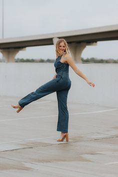 Chic Dark Wash Overall Jumpsuits And Rompers, Chic Dark Wash Denim Jumpsuit, Chic Dark Wash Denim Overall Jumpsuit, Chic Dark Wash Overall Jumpsuit, Chic Denim Blue Wide Leg Overalls, Dark Wash Overall Jumpsuits And Rompers For Work, Dark Wash Overall Jumpsuit For Work, Dark Wash Overalls For Work, Hey Babe