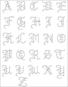 the letters and numbers that are in cursive writing, including one for each letter